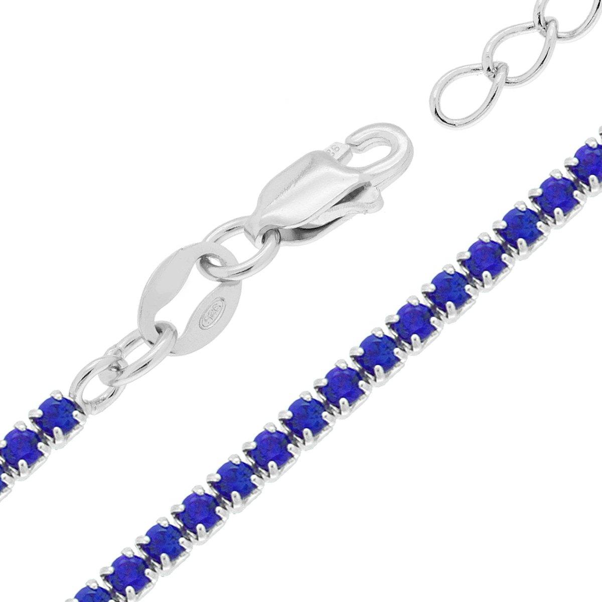 Collana tennis blu zaffiro  - argento 925