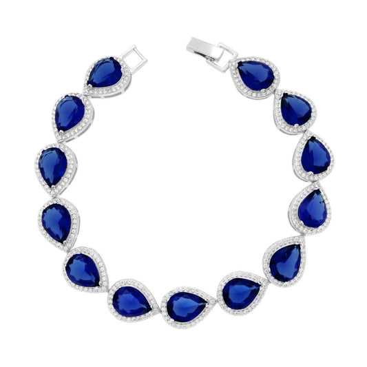 Bracciale tennis goccia blu zaffiro - argento 925