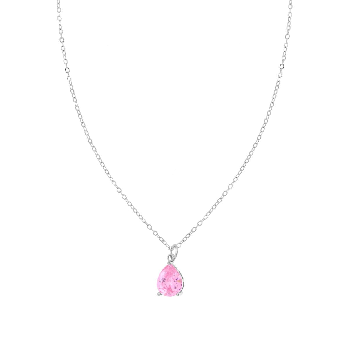 Collana goccia rosa - argento 925