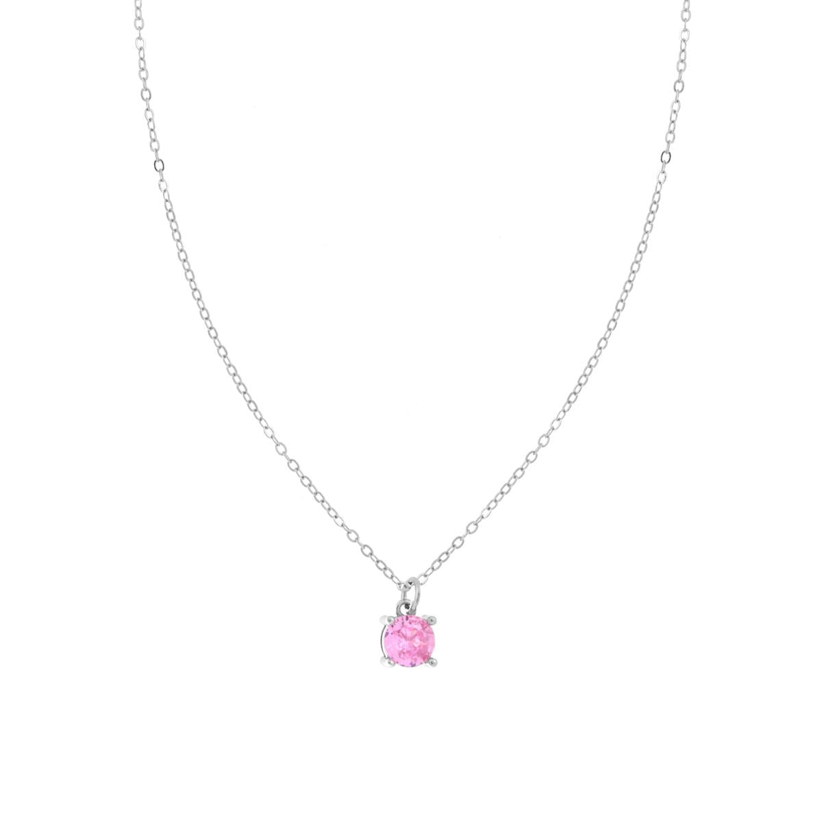 Collana punto luce tondo rosa - argento 925