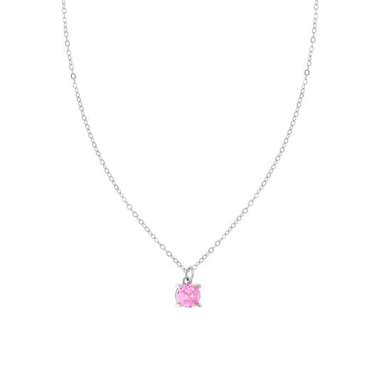 Collana punto luce tondo rosa - argento 925