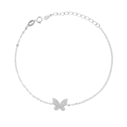 Bracciale con farfalla zirconata - argento 925