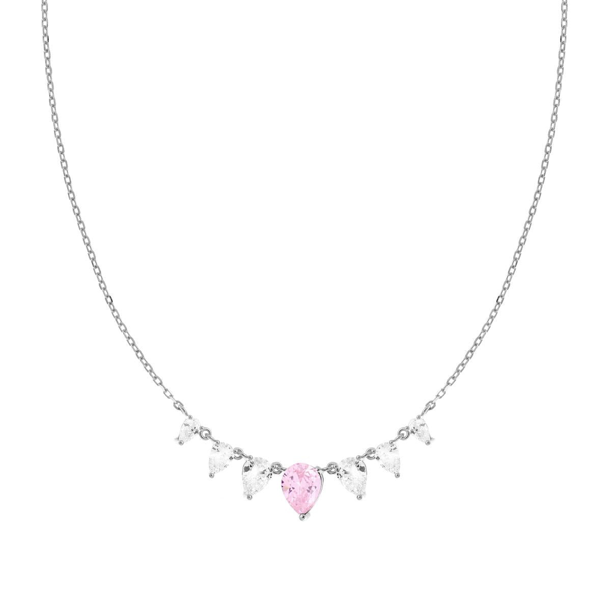 Collana con goccia rosa - argento 925