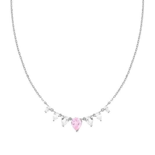 Collana con goccia rosa - argento 925