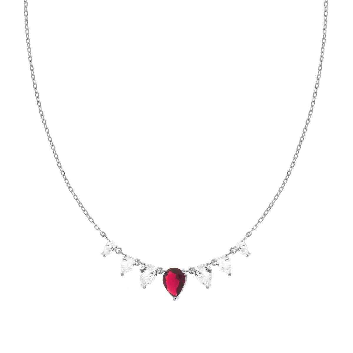 Collana con goccia rosso rubino - argento 925