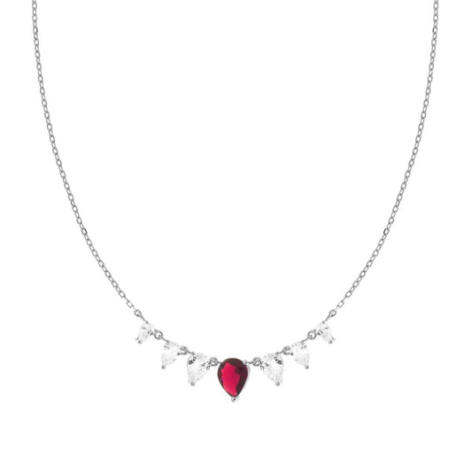 Collana con goccia rosso rubino - argento 925