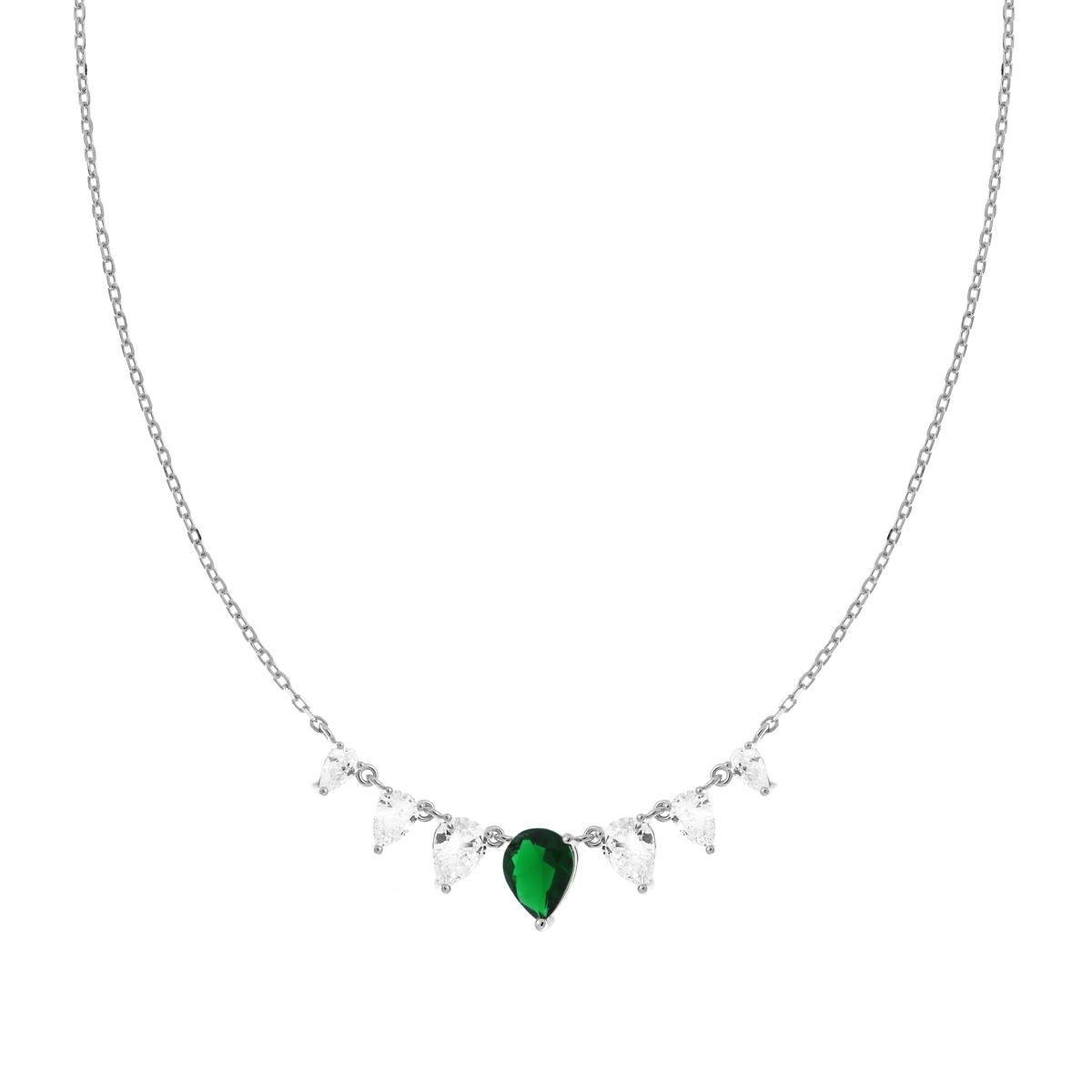 Collana con goccia rosso verde smeraldo - argento 925