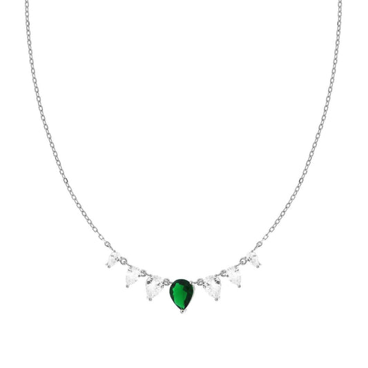 Collana con goccia rosso verde smeraldo - argento 925