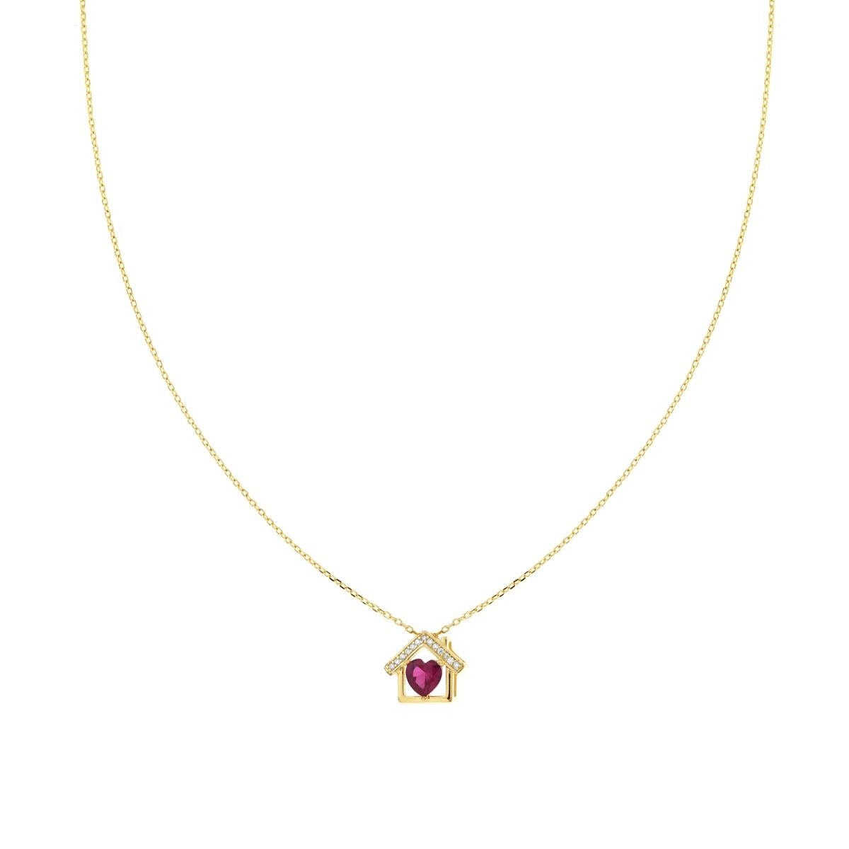 Collana casetta con cuore zirconato-argento 925 gold