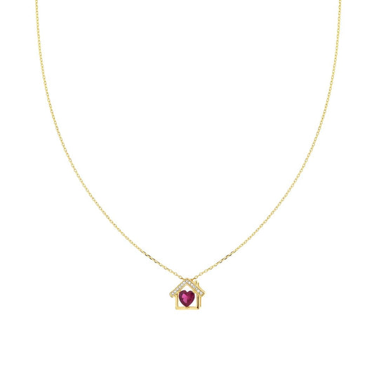 Collana casetta con cuore zirconato-argento 925 gold