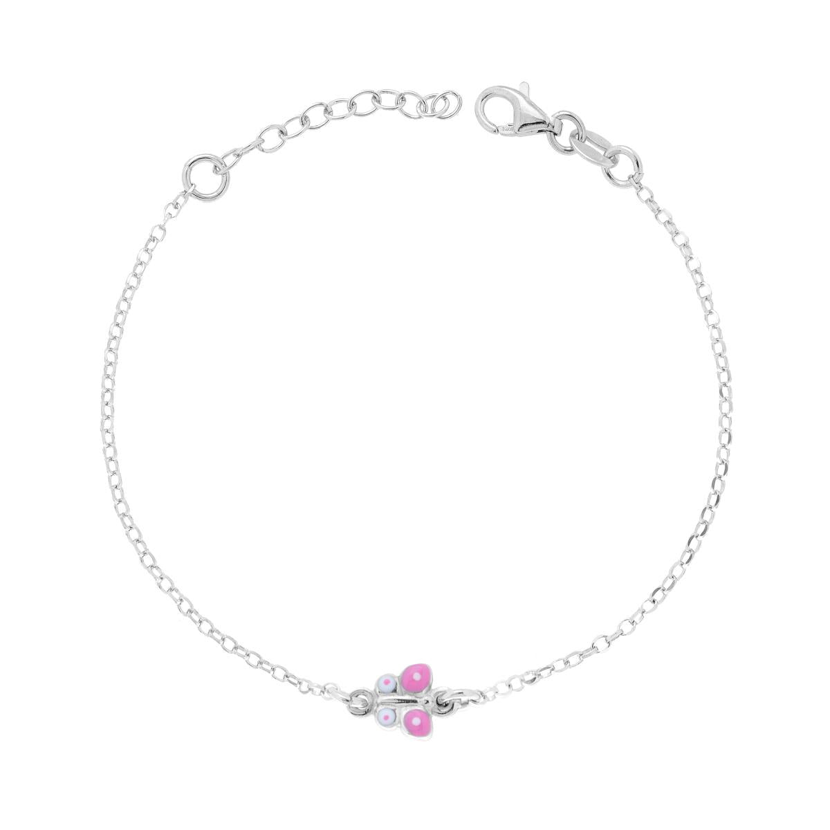 Bracciale bimba con farfalla  smaltata - argento 925