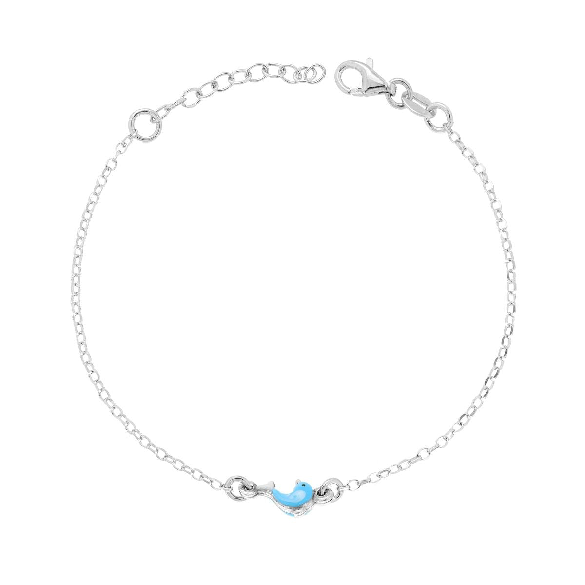 Bracciale bimba con delfino smaltato - argento 925