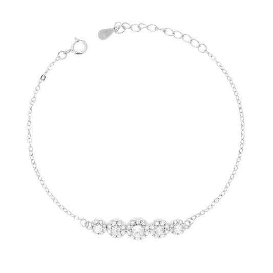 Bracciale con fiori zirconati - argento 925