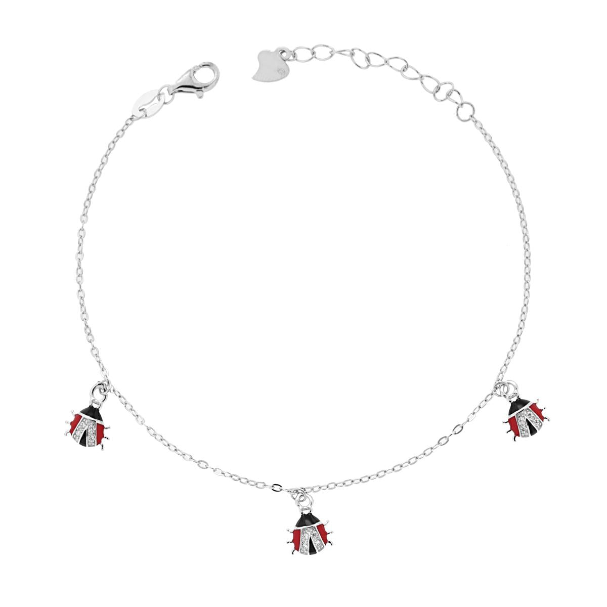 Bracciale con ciondoli  coccinella - argento 925