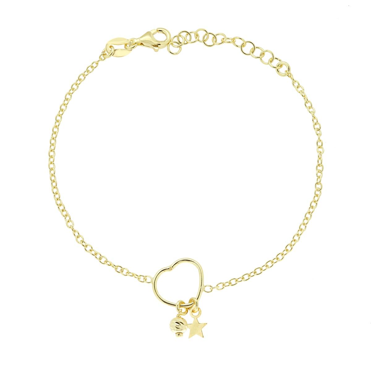 Bracciale con cuore e stellina - argento 925 gold