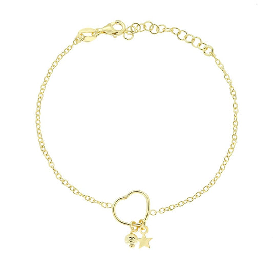 Bracciale con cuore e stellina - argento 925 gold