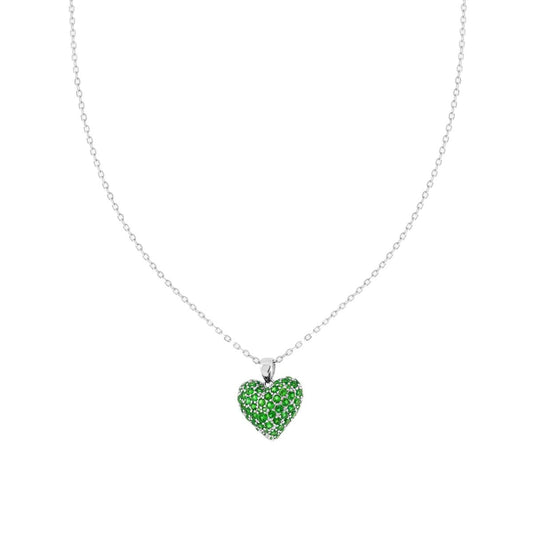 Collana cuore zirconato verde - argento 925