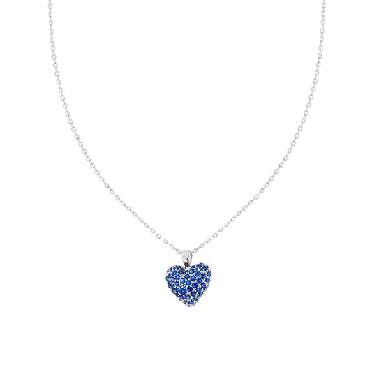 Collana cuore zirconato blu zaffiro - argento 925