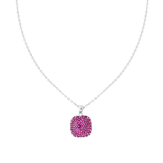 Collana punto luce pavè con zirconi fucsia - argento  925