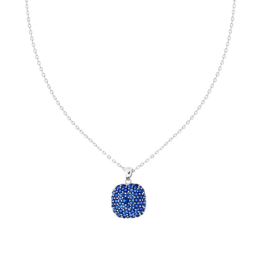 Collana punto luce pavè con zirconi blu zaffiro - argento  925