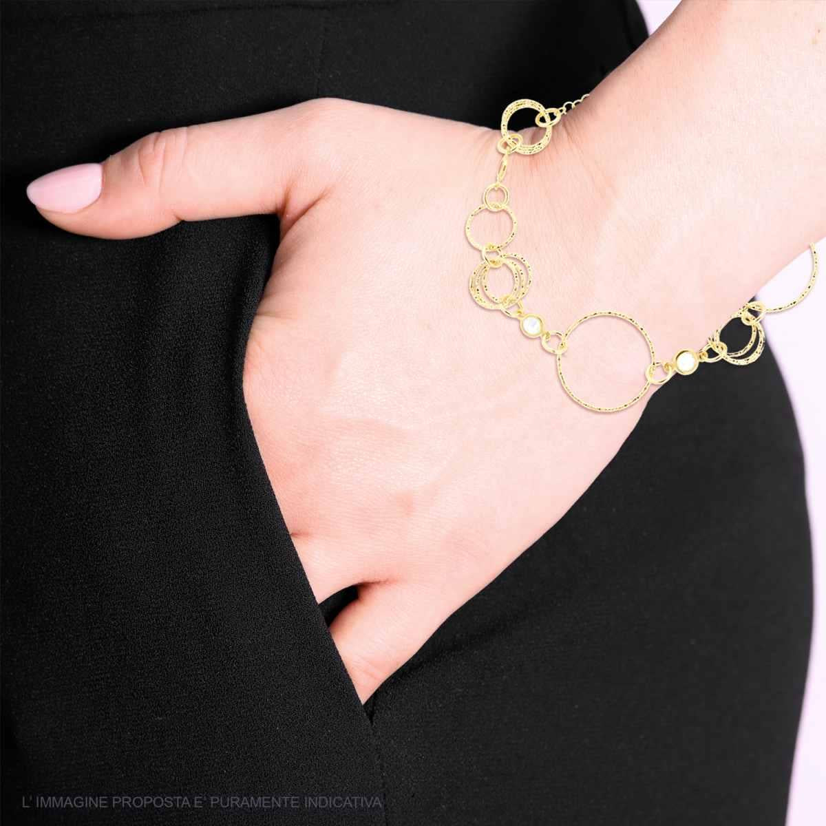 Bracciale catena cerchi multipli - argento 925 gold