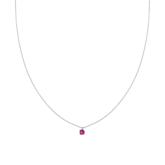 Collana punto luce tondo rosso rubino - argento 925