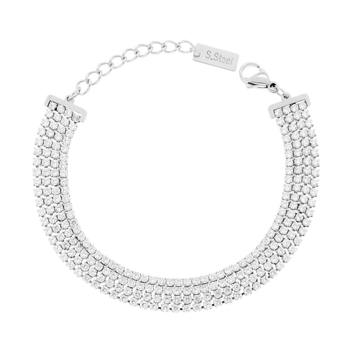 Bracciale Fascia Tennis quattro fili Cubic Zirconia Bianchi