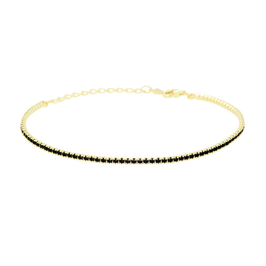 Bracciale tennis con zirconi neri 1,55mm - argento 925 gold