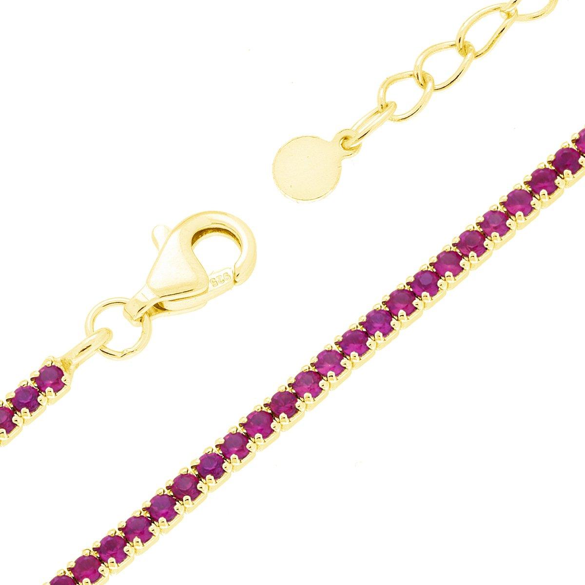 Bracciale tennis con zirconi fucsia  1,55mm - argento 925 gold