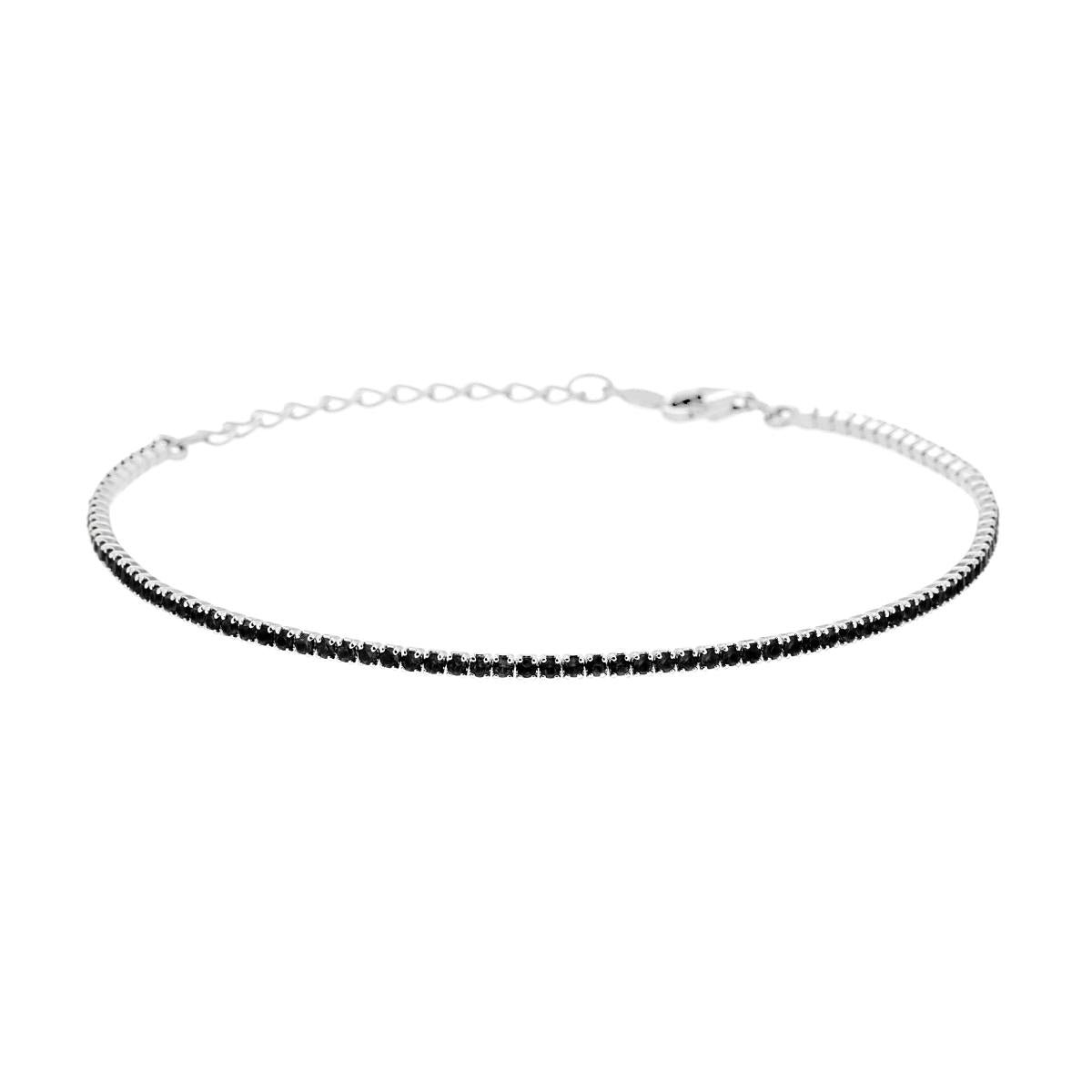 Bracciale tennis con zirconi neri  1,55mm - argento 925 gold