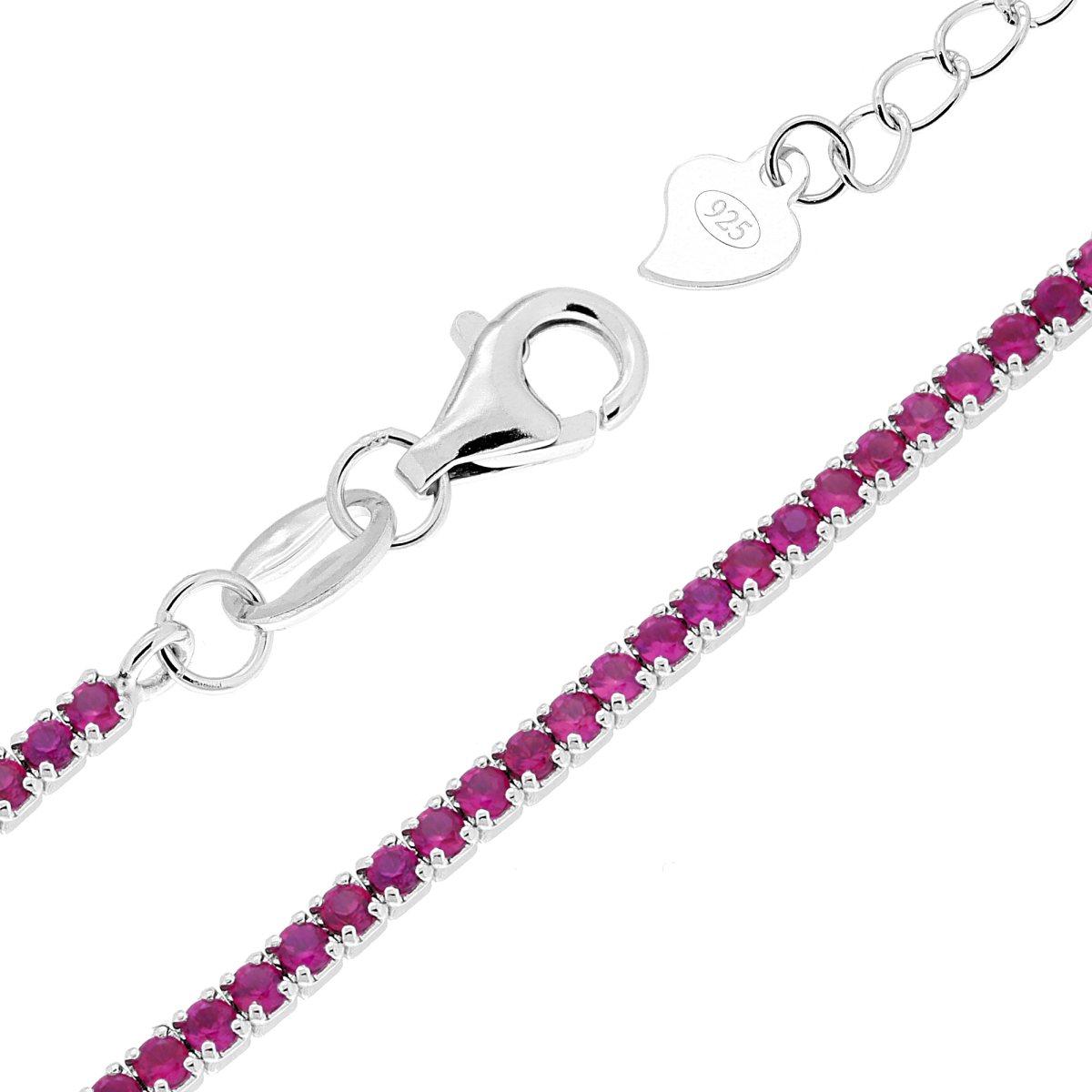 Bracciale tennis con zirconi fucsia  1,55mm - argento 925