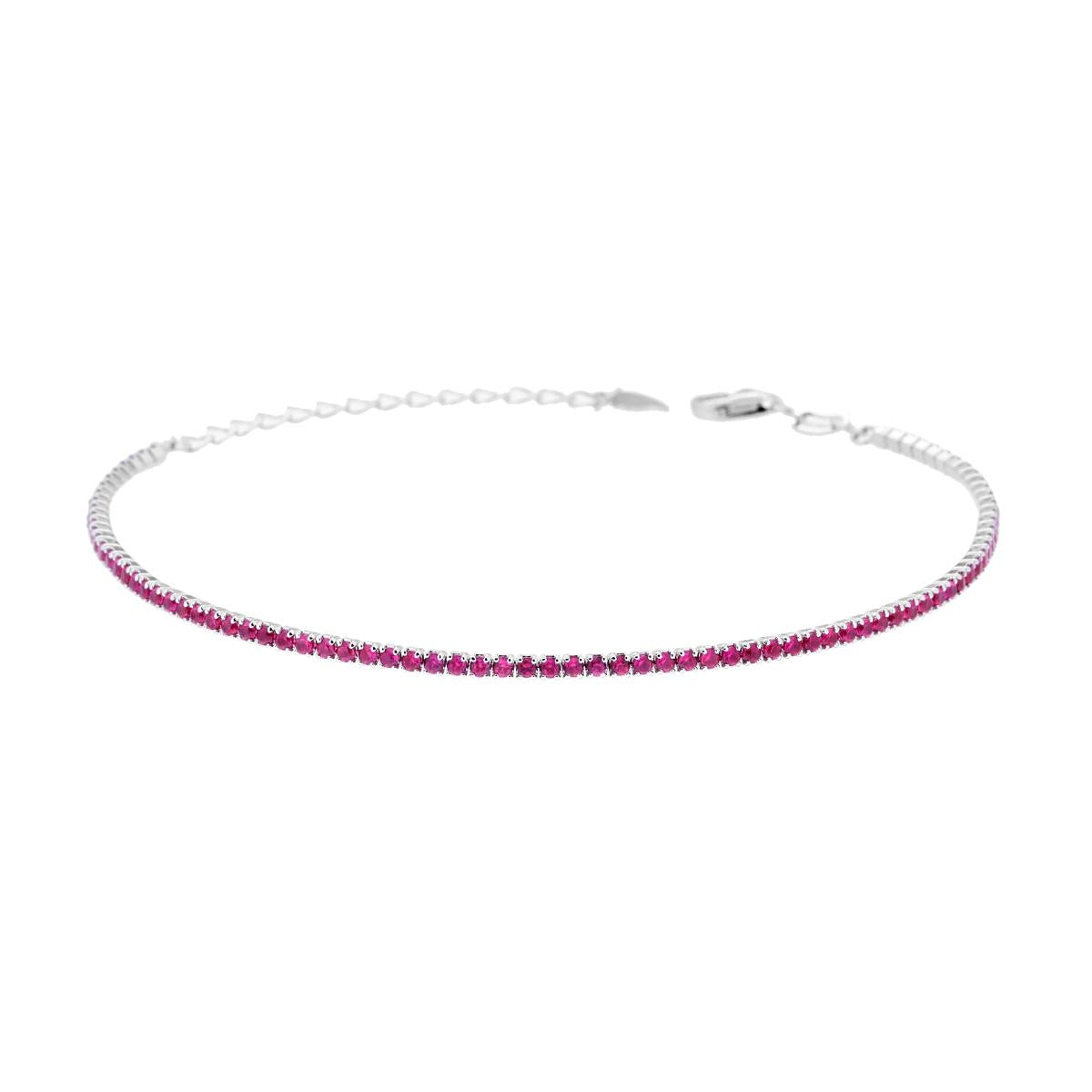 Bracciale tennis con zirconi fucsia  1,55mm - argento 925