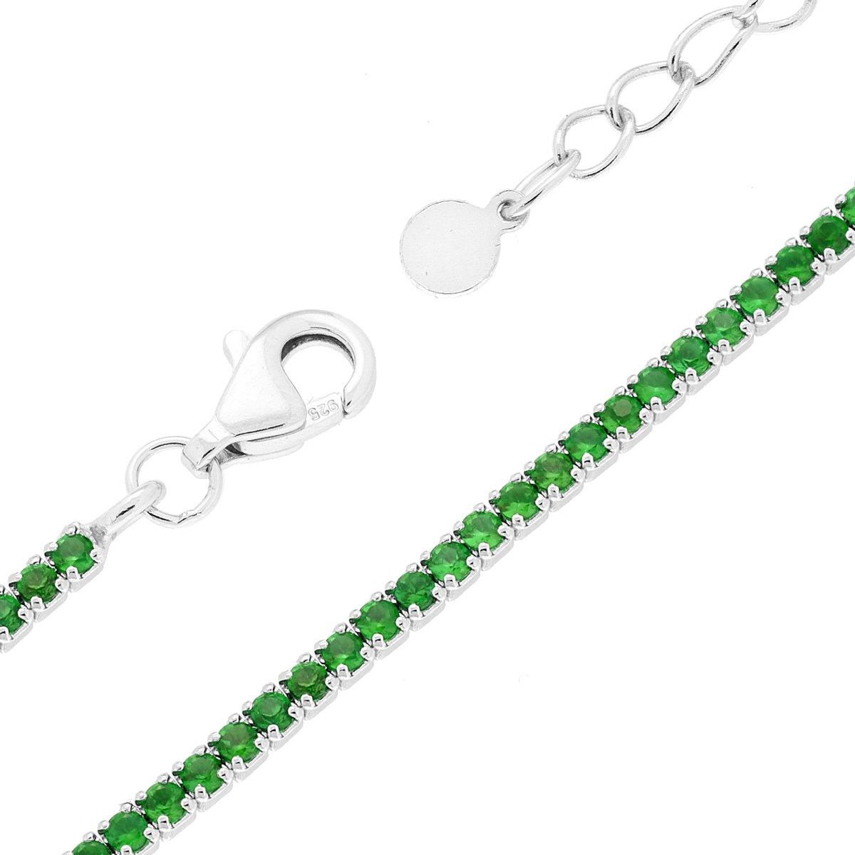 Bracciale tennis con zirconi verde smeraldo 1,55mm - argento 925