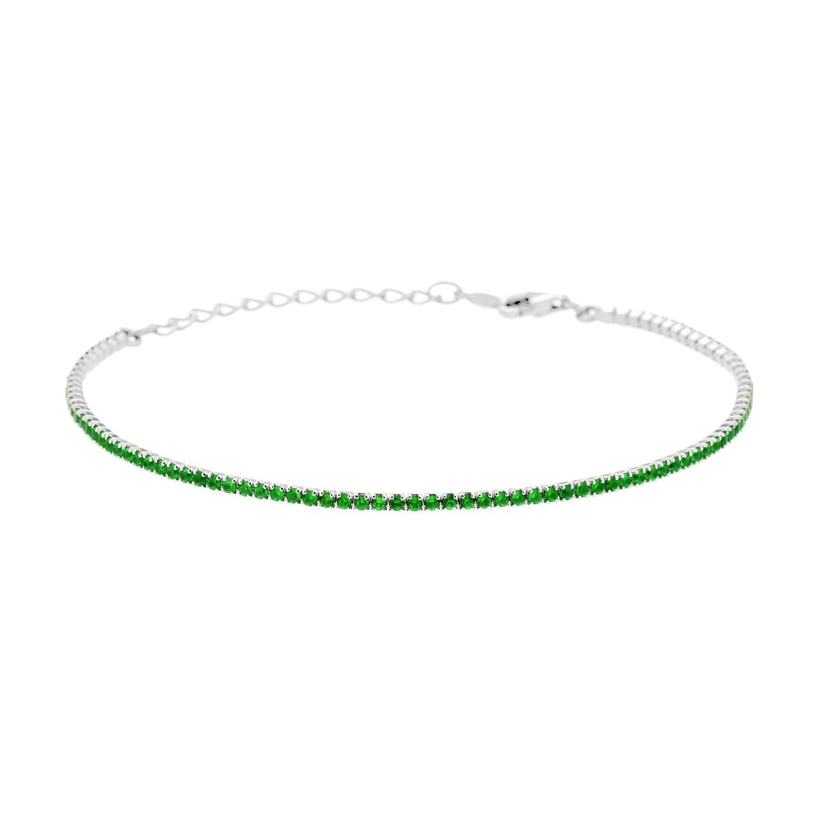 Bracciale tennis con zirconi verde smeraldo 1,55mm - argento 925