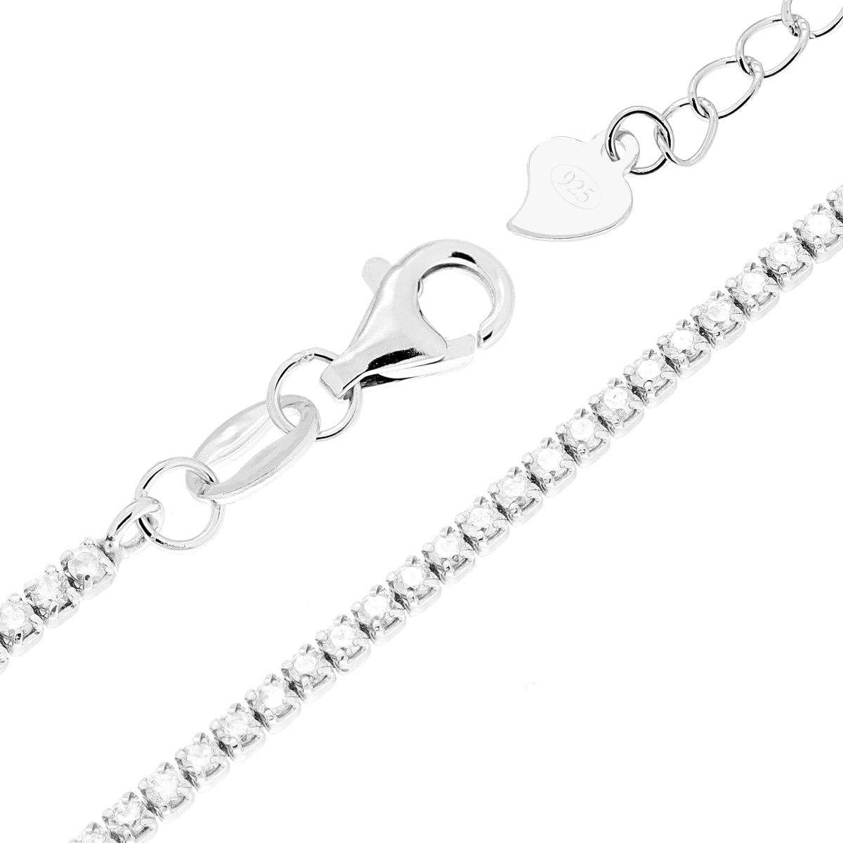 Bracciale tennis con zirconi bianchi 1,55mm - argento 925