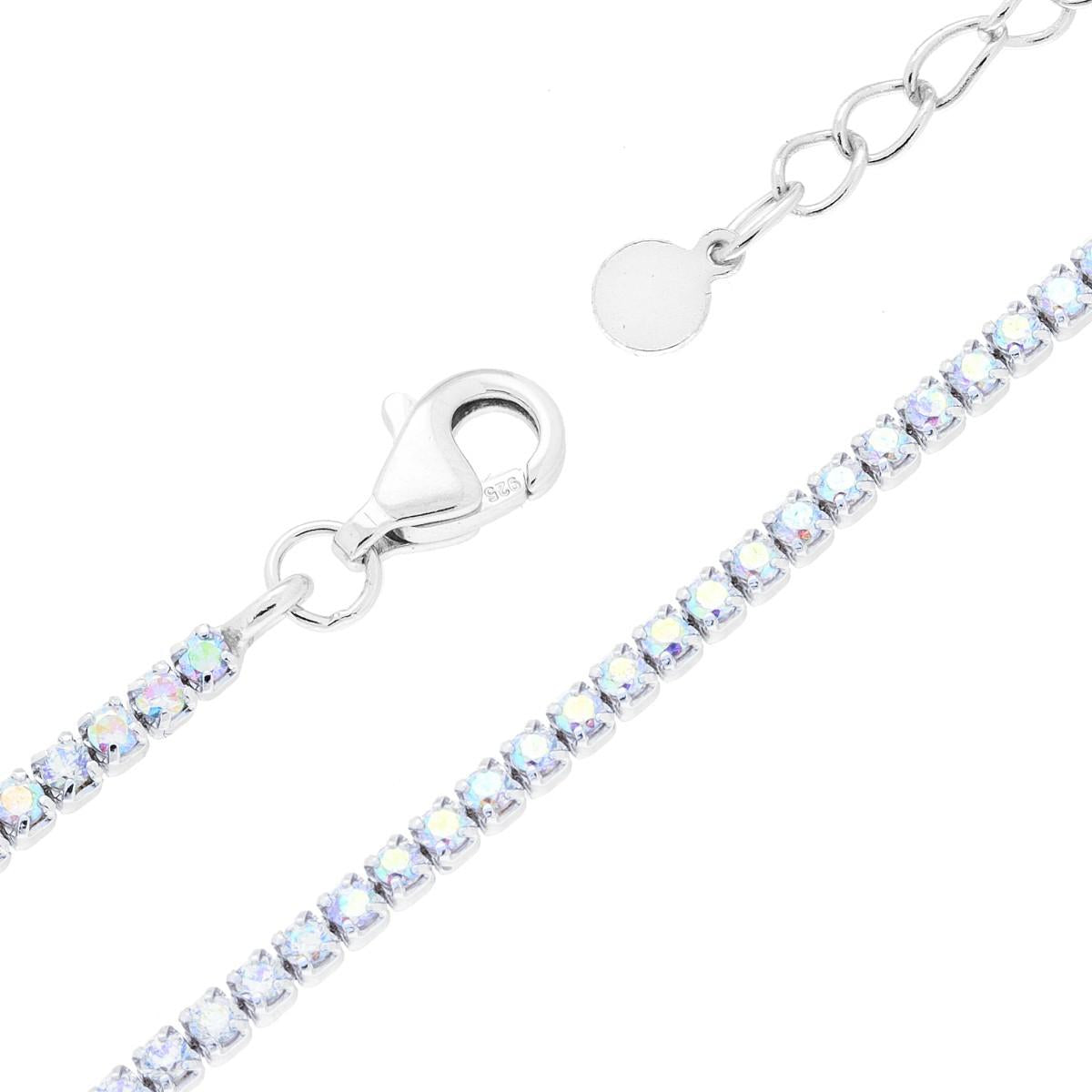 Bracciale tennis con  zirconi acquamarina 1,55mm - argento 925