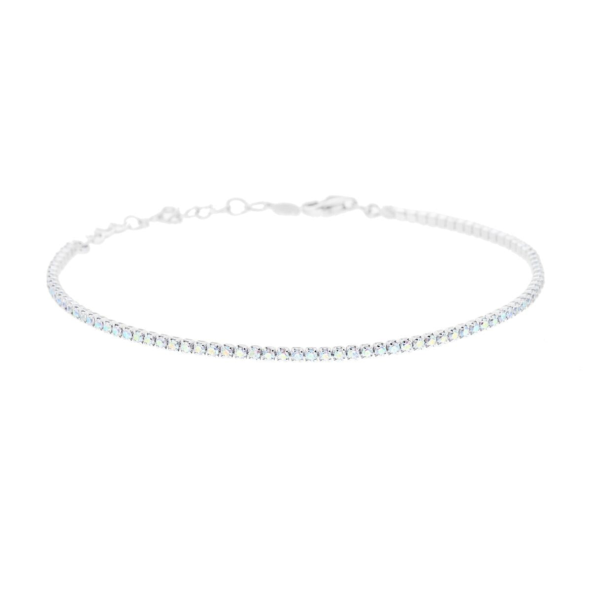 Bracciale tennis con  zirconi acquamarina 1,55mm - argento 925