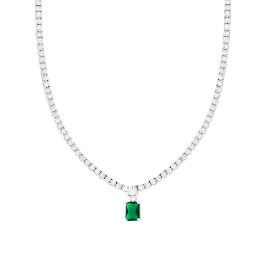 Collier con zicone verde pendente - argento 925