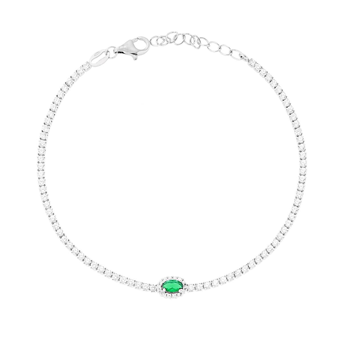 Bracciale tennis con kate verde smeraldo - argento 925