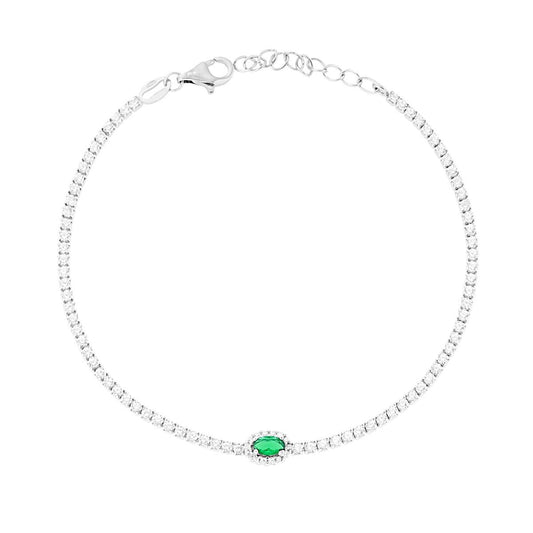 Bracciale tennis con kate verde smeraldo - argento 925