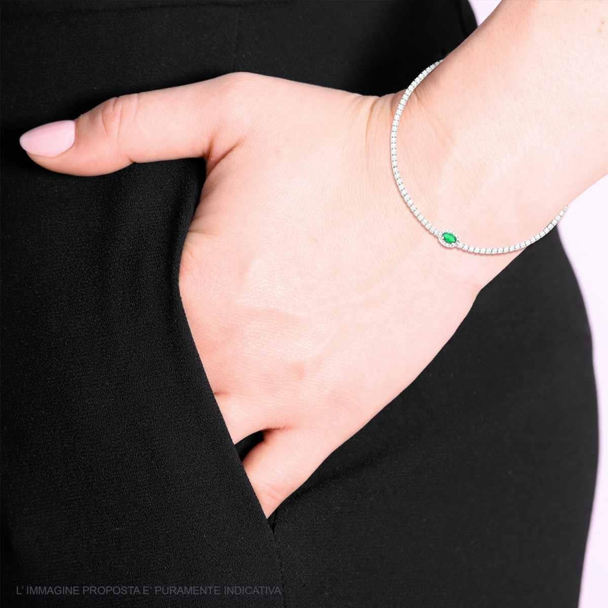 Bracciale tennis con kate verde smeraldo - argento 925