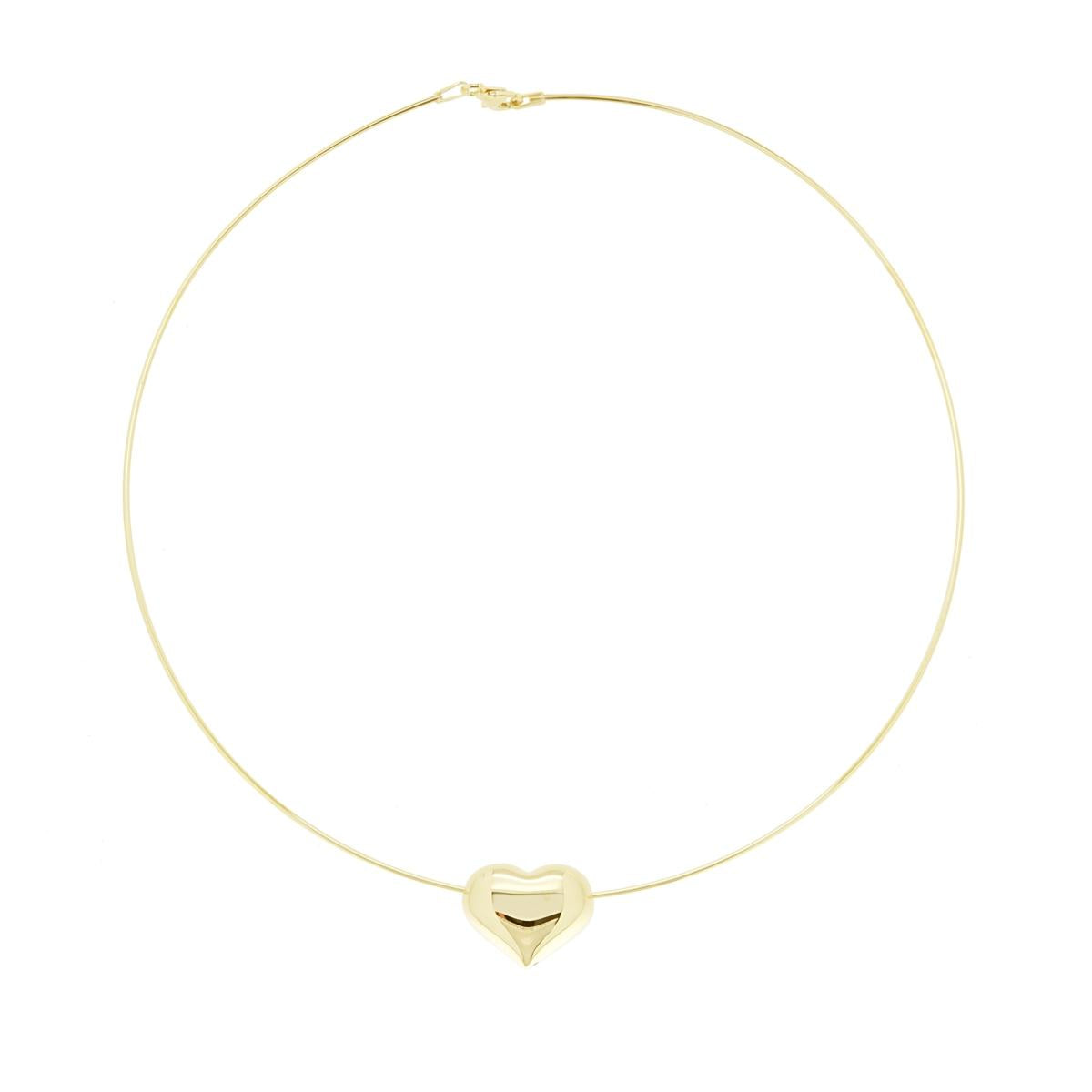 Collana rigida con cuore bombato - argento 925 gold