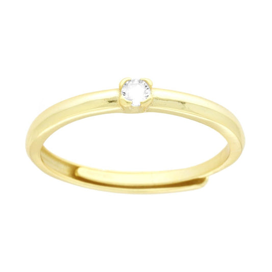 Anello Solitario con Zircone Bianco mm 2.5  - argento 925 gold