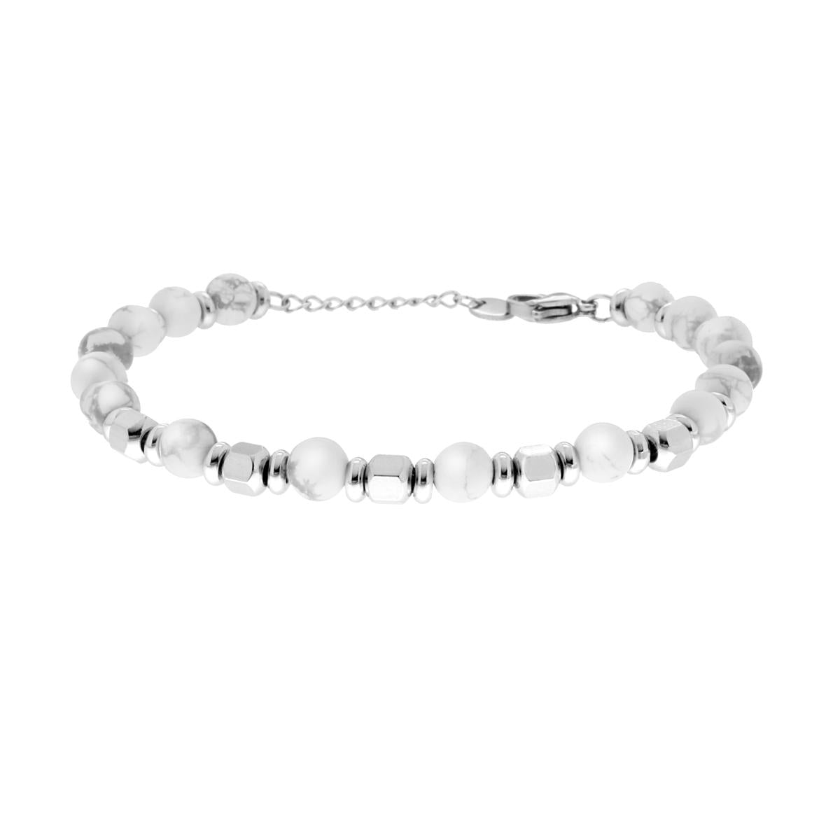 Bracciale Catena con Pietre Naturali Bianco Aulite e Bulloncini