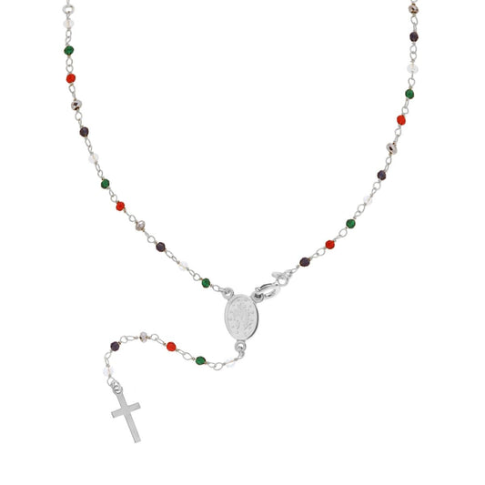 Collana rosario 50cm con grani crystal- argento 925