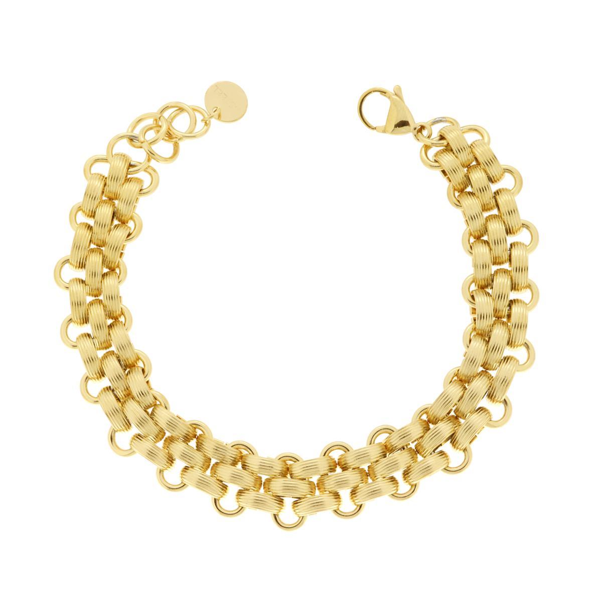 Bracciale Catena Maglia intrecciata Rigata gold