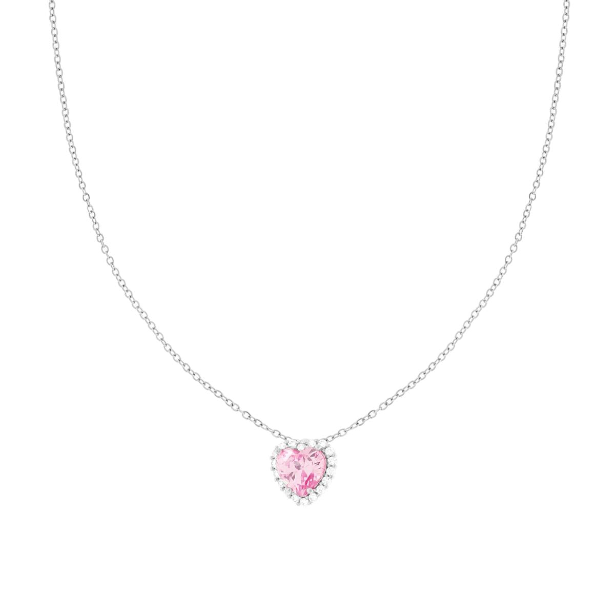 Collana rollo'  con cuore rosa