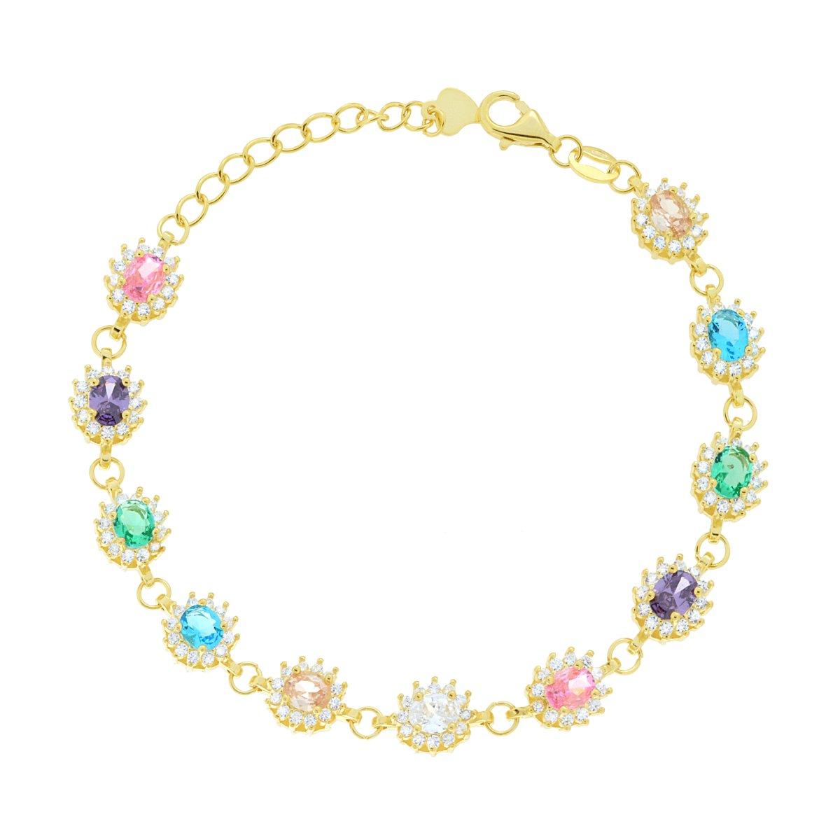 Bracciale tennis kate multicolore- argento 925 gold