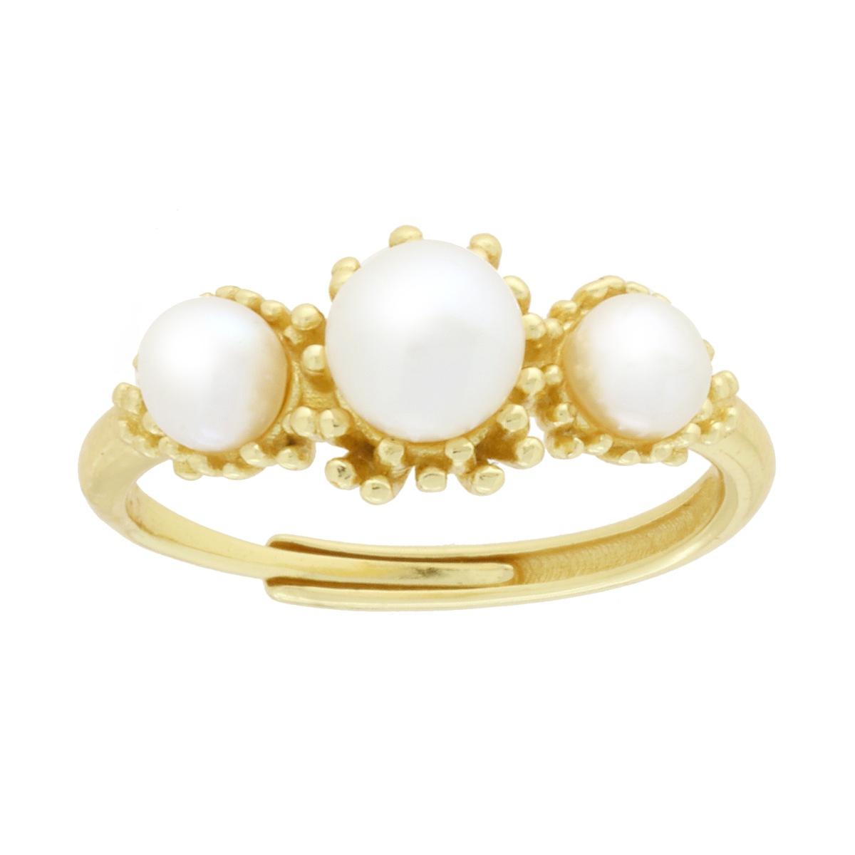 Anello trilogy di perle  - argento 925 gold