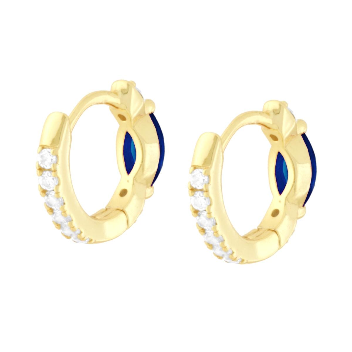 Orecchini cerchio 13mm blu zaffiro e zirconi bianchi  - argento 925  gold